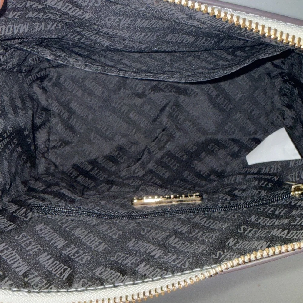 Cream Steve Madden Cross Body Bag with Gold Hardware